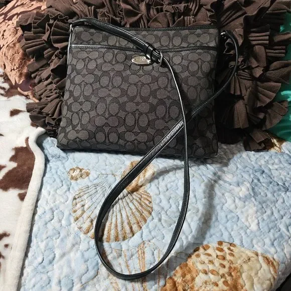 Coach File Bag Crossbody In Signature Monogram Jacquard Purse - Picture 10 of 10